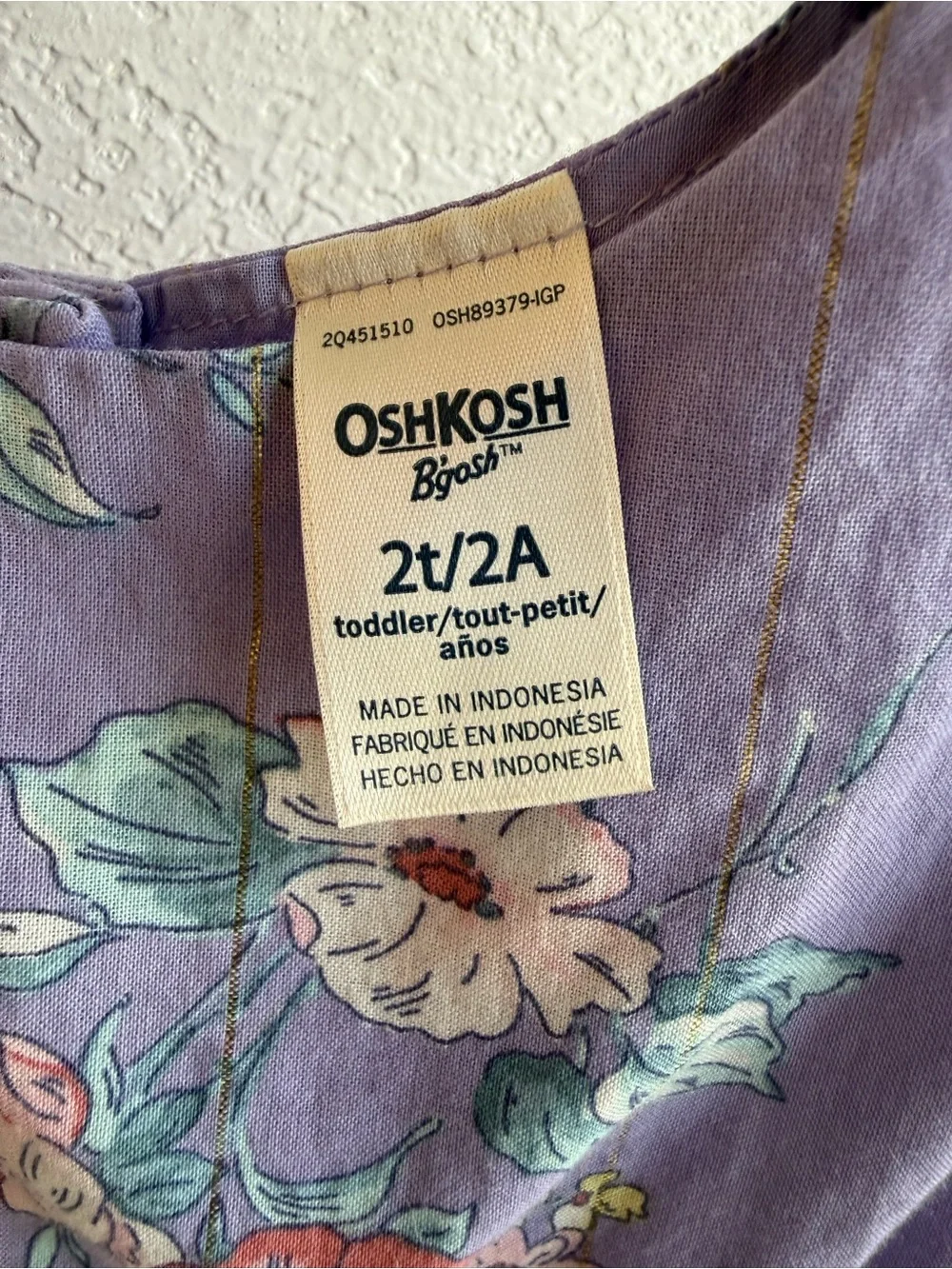 OshKosh B'gosh Lavender Floral Ruffle-Sleeve Dress